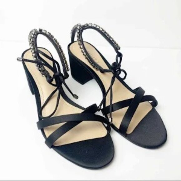 SCHUTZ Shoes - NWOT Schutz Islah Rhinestone Wrap Around Block Heel